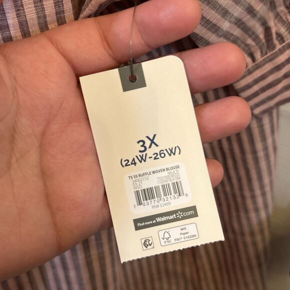 Terra & Sky Plus Size Short Sleeve Ruffle Woven Blouse Dusty Rose 3X (24W-26W) - Picture 5 of 16